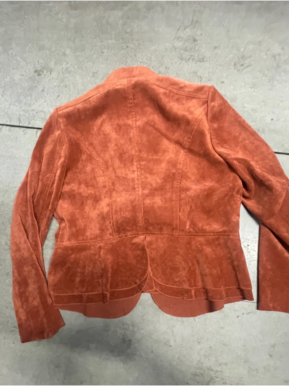 Dressbarn Jacket XL Rust Orange Faux Suede Ruffle Military Victorian Steampunk L - Picture 4 of 7